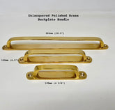 UNLACQUERED Backplate Handles | 4 3/4" | 6.5"| 10.5" | Polished Brass | Antique | Kitchen | Wardrobe | Chest | Cover Holes